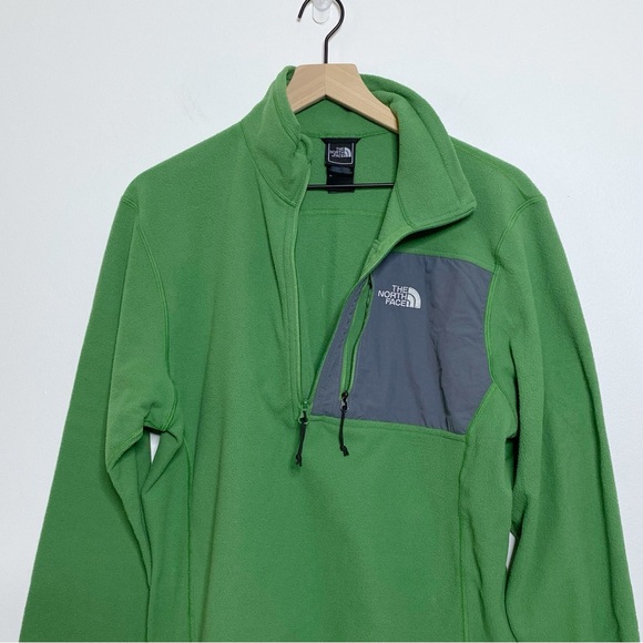 North Face Green Half Zip Pullover Fleece Sweater Medium - Picture 7 of 8